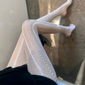 Women's Chain Hollowed-out Tights Black Sexy See Through Jacquard American Retro Style Mesh Breathable Lace Fishnet Pantyhose