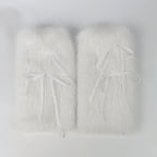 Plush Leg Warmers Ribbon Bow Boot Cuffs Harajuku Winter Boot Covers