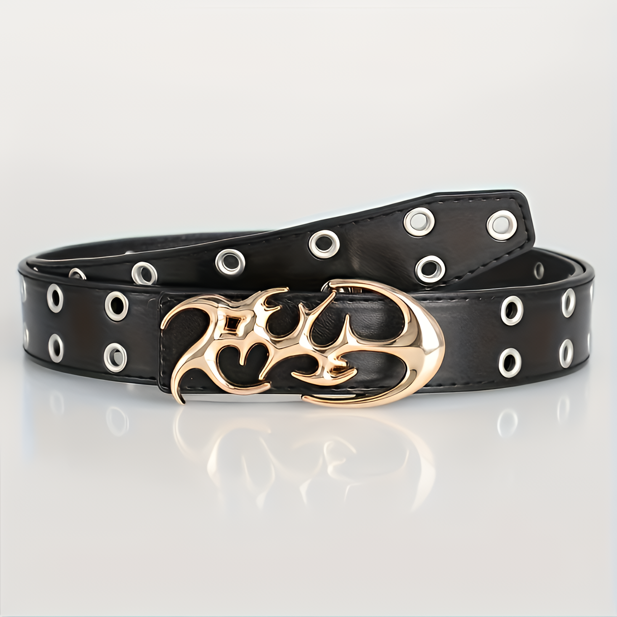 Unisex Y2K Punk PU Leather Belt Black Hollow Fashion Waist Belt Plus Size