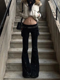 Low Rise Flared Pants Gothic Harajuku Grunge Streetwear Trousers