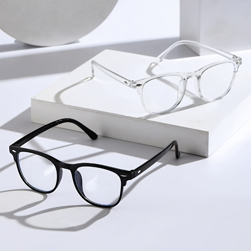 Lunettes unisexe carrées anti-lumière bleue à verres transparents