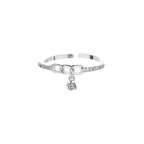 Bijoux Bague Ouverte Zircon Chaîne Florale Plaqué Argent Pendentif Rose