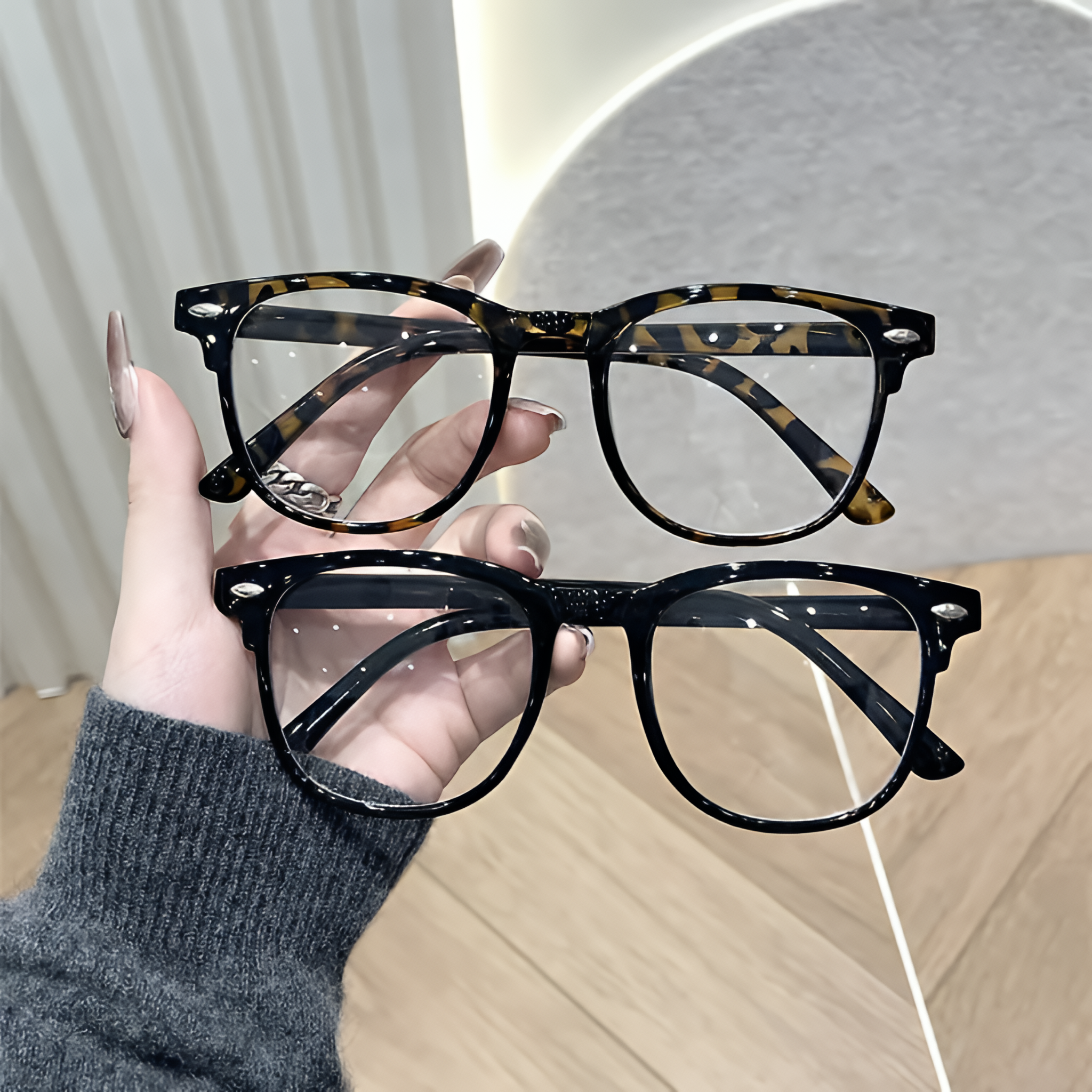Lunettes unisexe carrées anti-lumière bleue à verres transparents