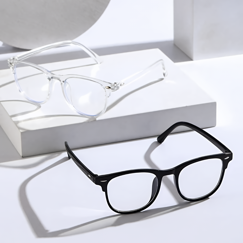 Lunettes unisexe carrées anti-lumière bleue à verres transparents