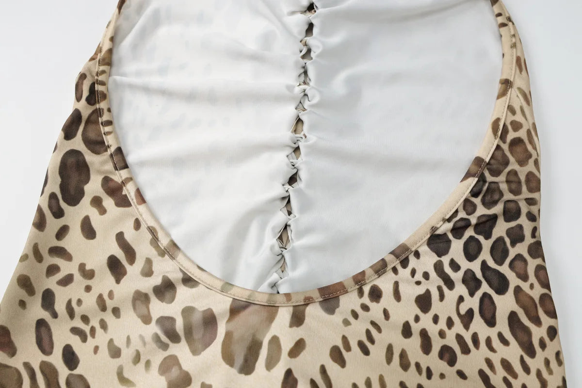 Robe longue Dos nu léopard sexy