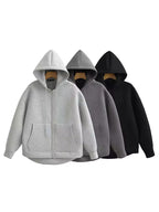 Manteau à capuche zippé oversize, double poche, coupe ample, streetwear automne-hiver