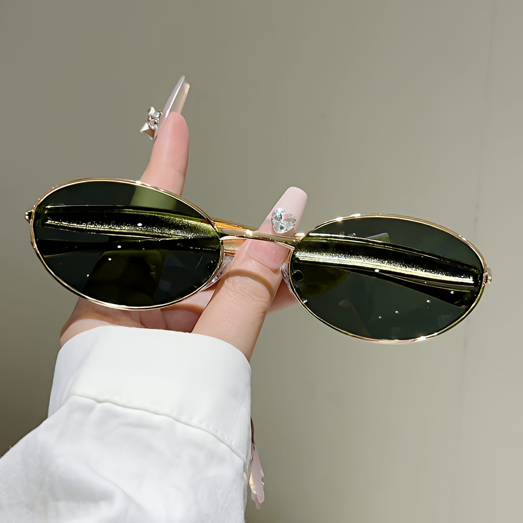 Lunettes de soleil ovales unisexes vintage Rétro Mode Décontracté Extérieur