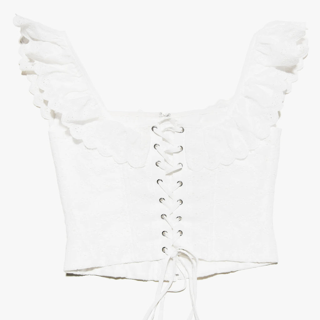 Haut court corset blanc pour femme à lacets, débardeur d'été
