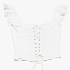 Haut court corset blanc pour femme à lacets, débardeur d'été