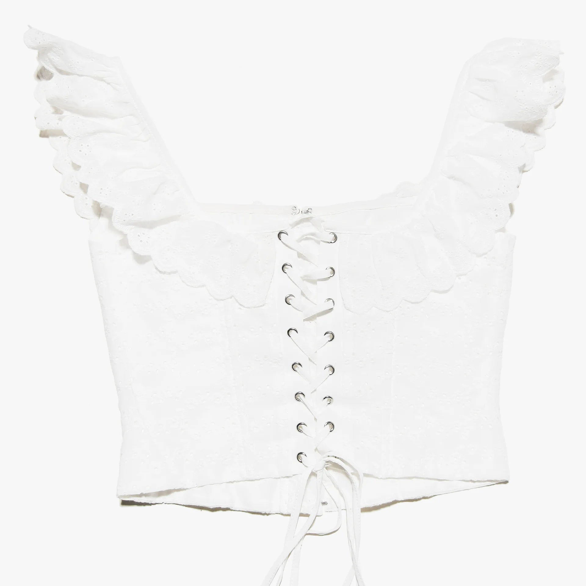Haut court corset blanc pour femme à lacets, débardeur d'été