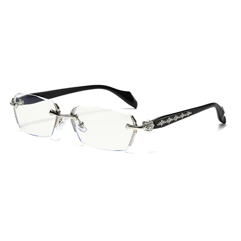 Unisex Frameless Rectangular Blue Light Blocking Glasses Flat Lens
