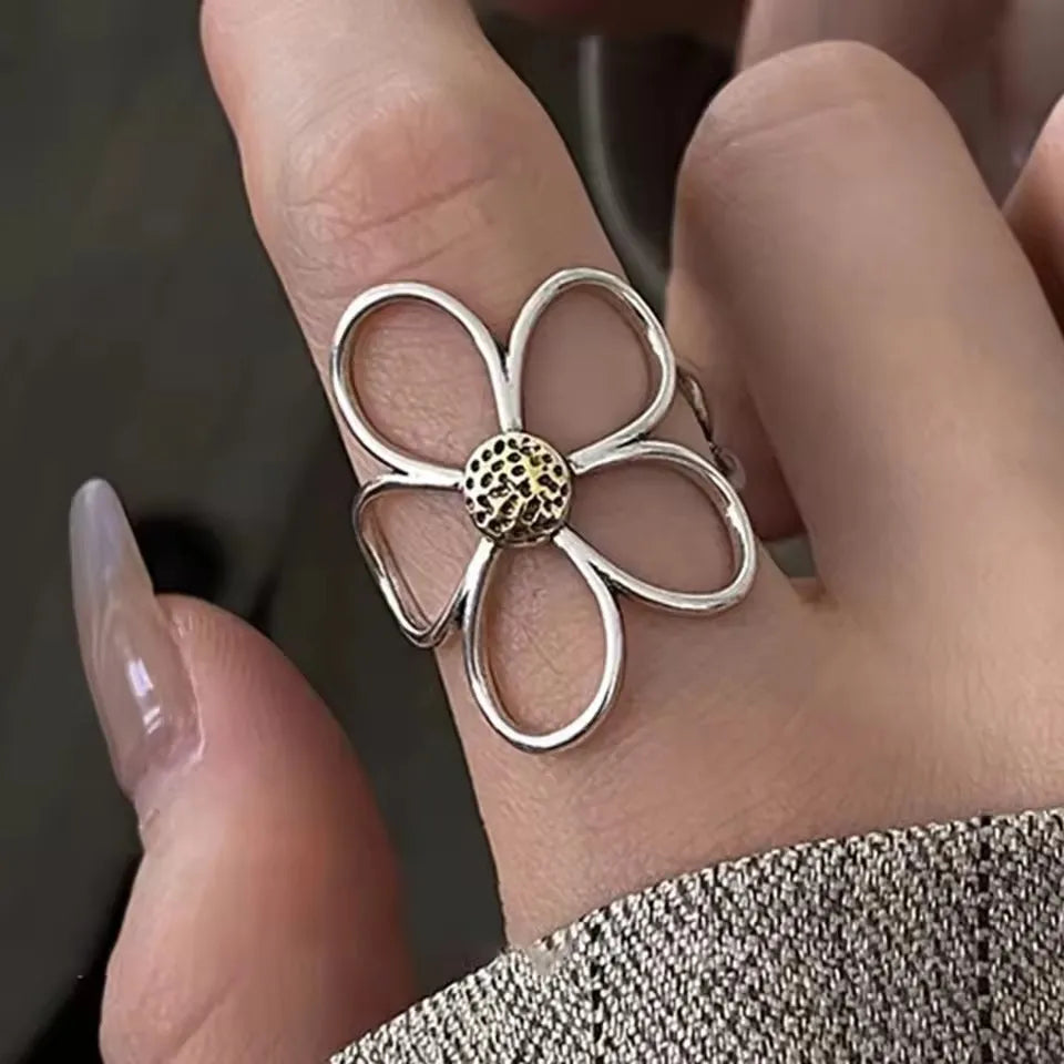Versatile 925 Sterling Silver Flower Ring Hollow