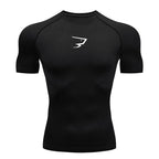 Hommes T-shirt de compression à manches courtes T-shirt de sport Gym Fitness Sportifs Homme Jogging Survêtement Homme Maillot athlétique Hauts