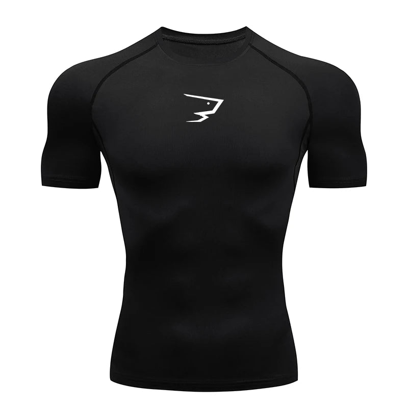 Hommes T-shirt de compression à manches courtes T-shirt de sport Gym Fitness Sportifs Homme Jogging Survêtement Homme Maillot athlétique Hauts