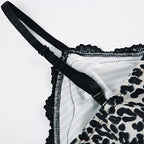 Leopard Print Lace Patchwork Camisole V-Neck Spaghetti Strap Top