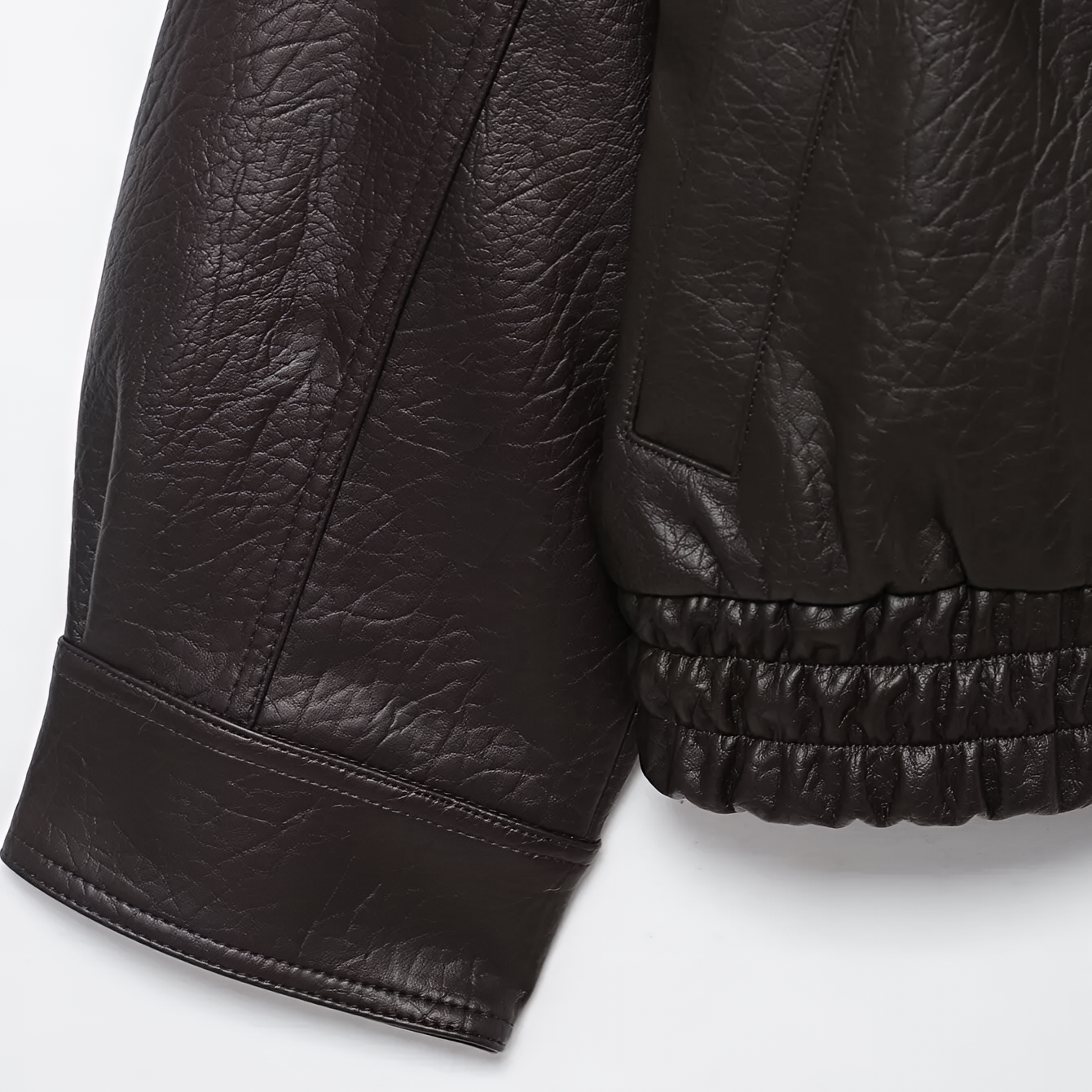 Oversized Faux Leather Jacket Removable Fur Collar Double Breasted Winter Coat