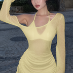 Robe courte transparente froncée à col oblique avec lacets et cordon de serrage pour l'été et les soirées
