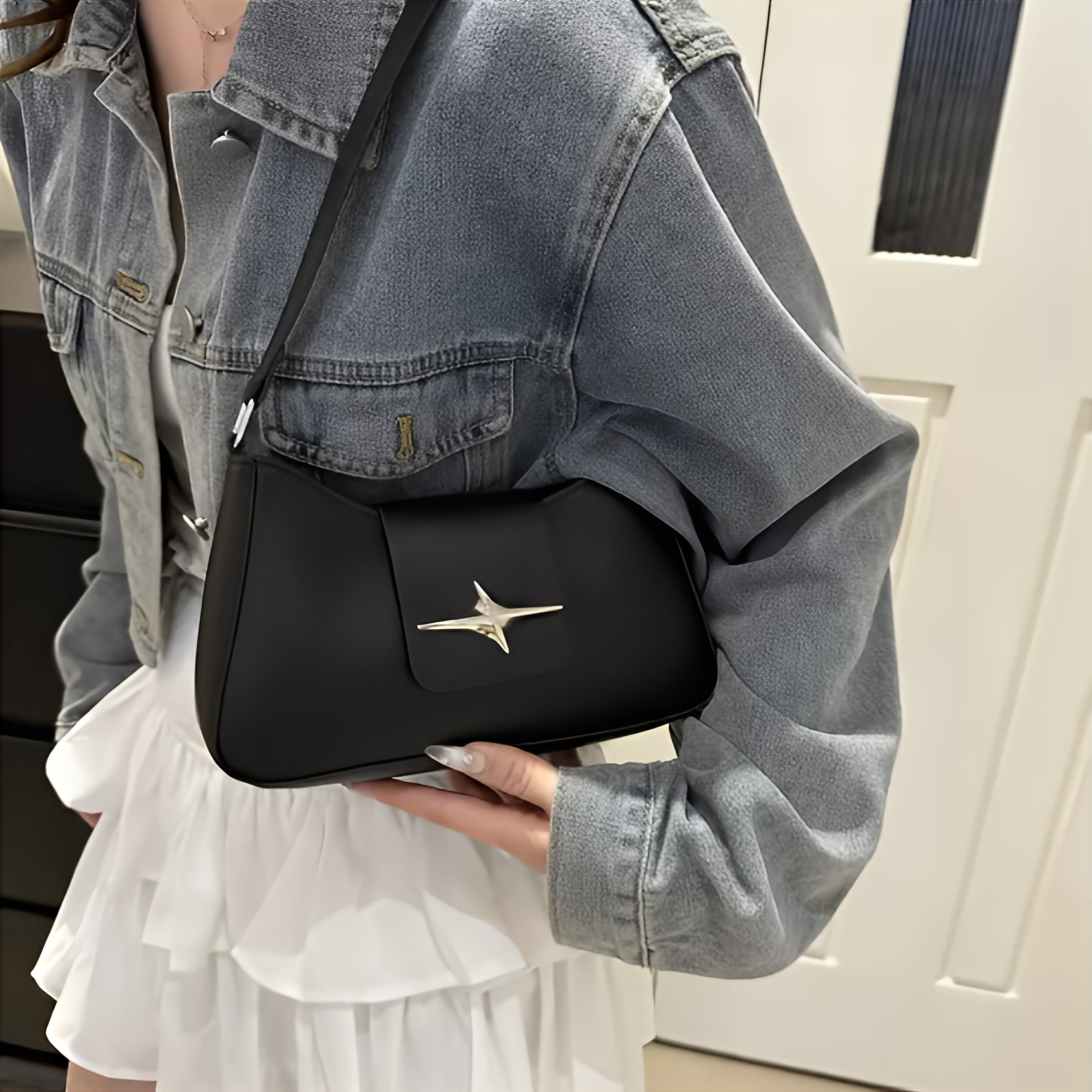 Vintage PU Leather Shoulder Bag Everyday Underarm Handbag