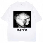 Unisex Vintage Cat Meme Graphic T Shirt Oversized Casual Streetwear Y2K Tee