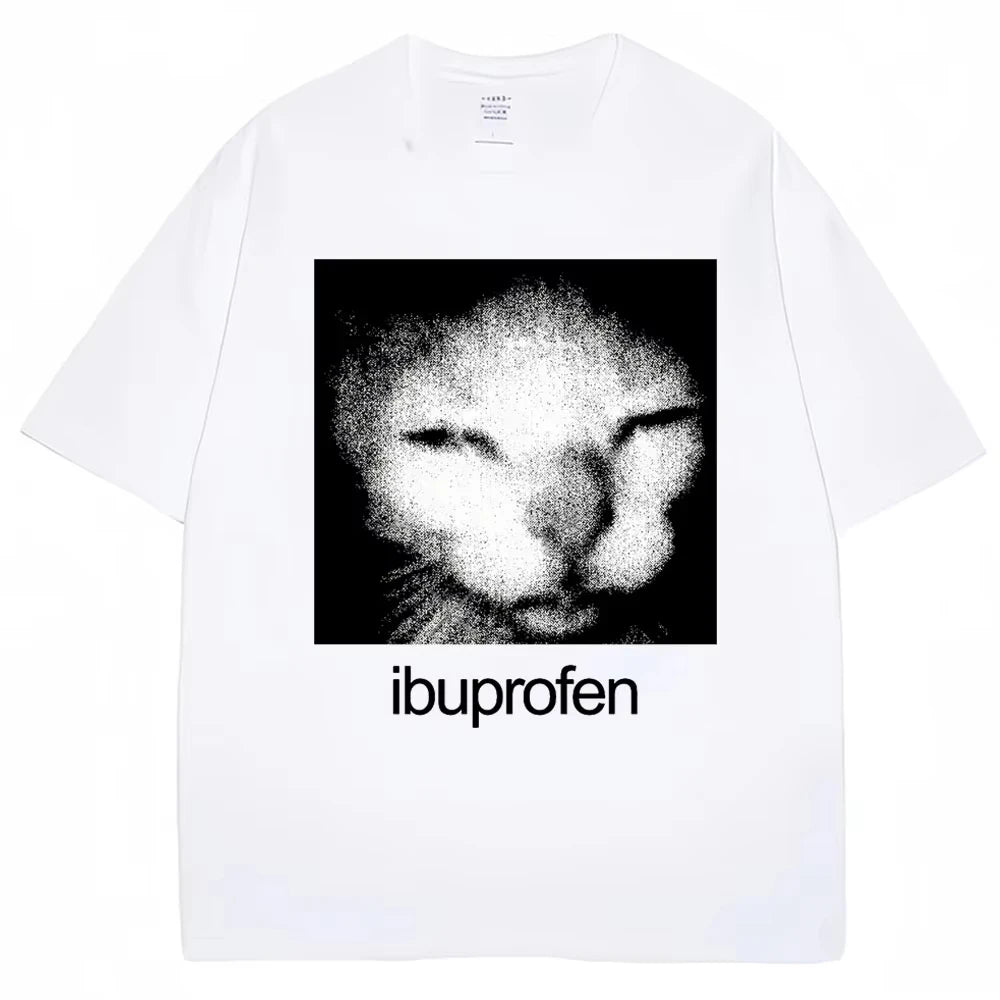 Unisex Vintage Cat Meme Graphic T Shirt Oversized Casual Streetwear Y2K Tee