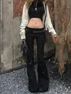 Low Rise Flared Pants Gothic Harajuku Grunge Streetwear Trousers