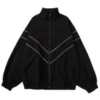 Reflective Striped Jacket Windbreaker Coat 2024 Men Hip Hop Streetwear Zipper Up Jacket Harajuku Thin Coats SportS