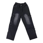 Gothic Star Embroidery Wide-Leg Men’s Streetwear Denim
