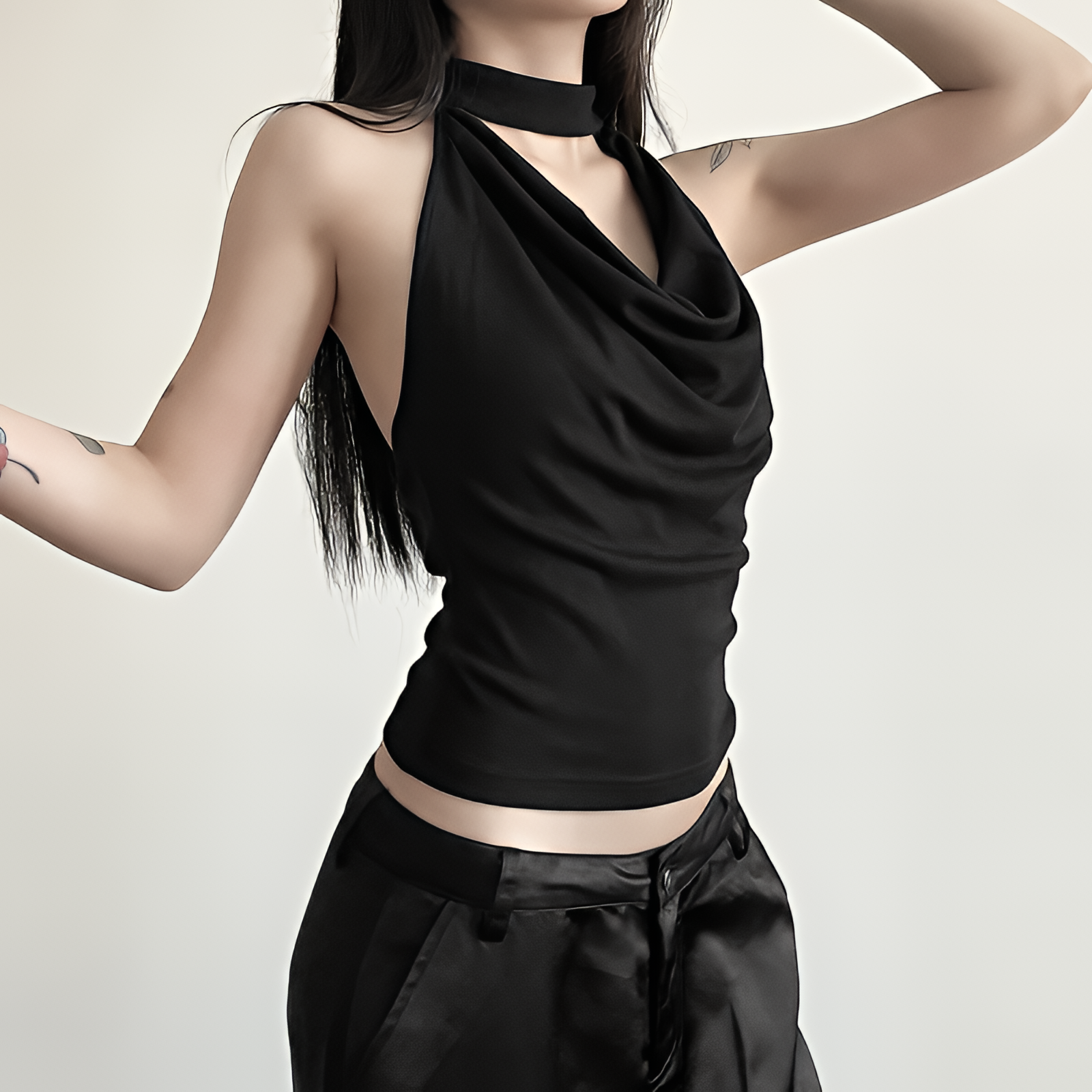 Women Solid Color Halter Vest Casual Slim Fit Top