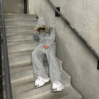 Sweat à capuche zippé Y2K Harajuku avec col en fausse fourrure