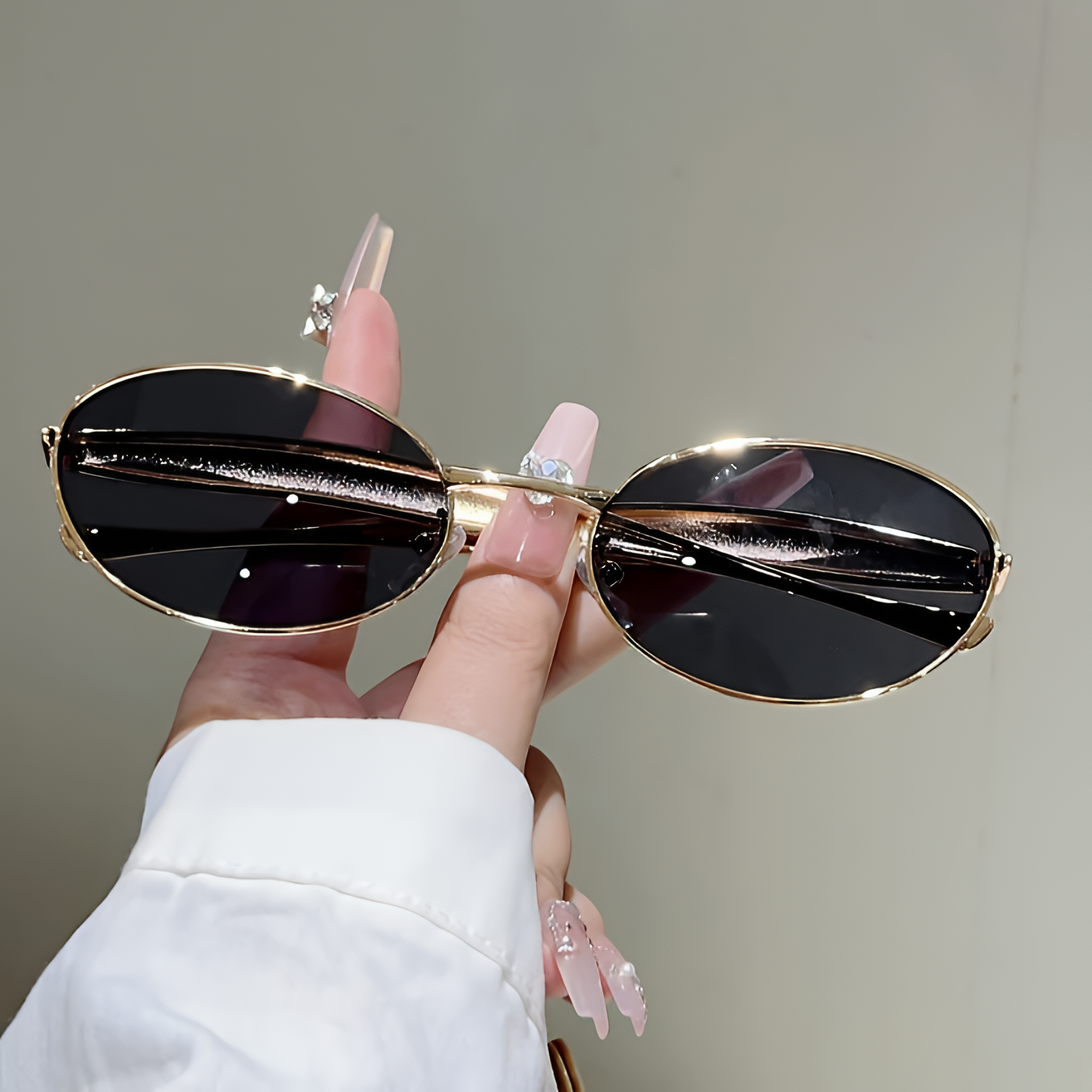 Lunettes de soleil ovales unisexes vintage Rétro Mode Décontracté Extérieur
