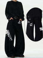 High Streets Spring Summer Men's Jeans American Baggy Wide Leg Curved Knife Denim Pants Loose Solid Color Male Trendy Trousers