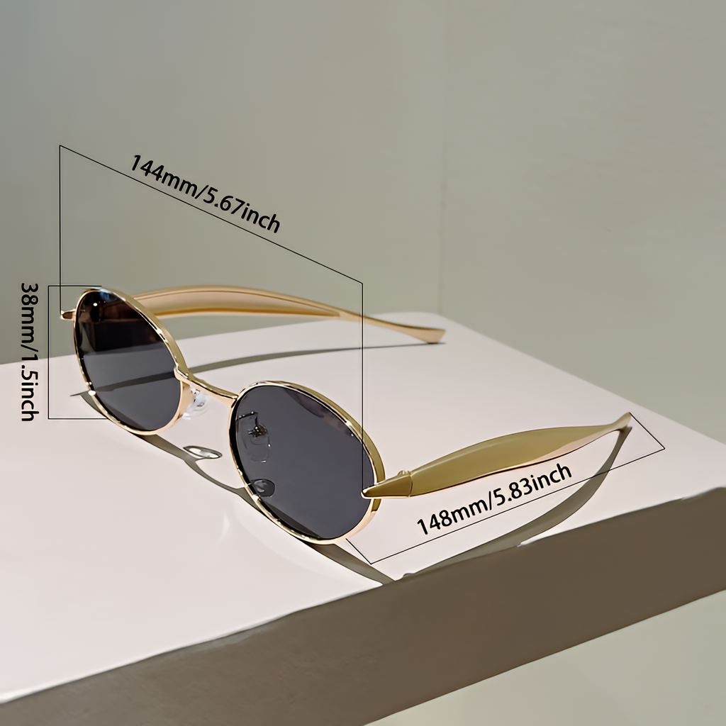 Lunettes de soleil ovales unisexes vintage Rétro Mode Décontracté Extérieur