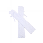 Lace Fingerless Fishnet Gloves Lolita Ruffle Bowknot Mesh Gloves Black White