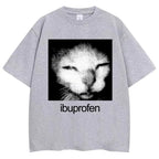 Unisex Vintage Cat Meme Graphic T Shirt Oversized Casual Streetwear Y2K Tee
