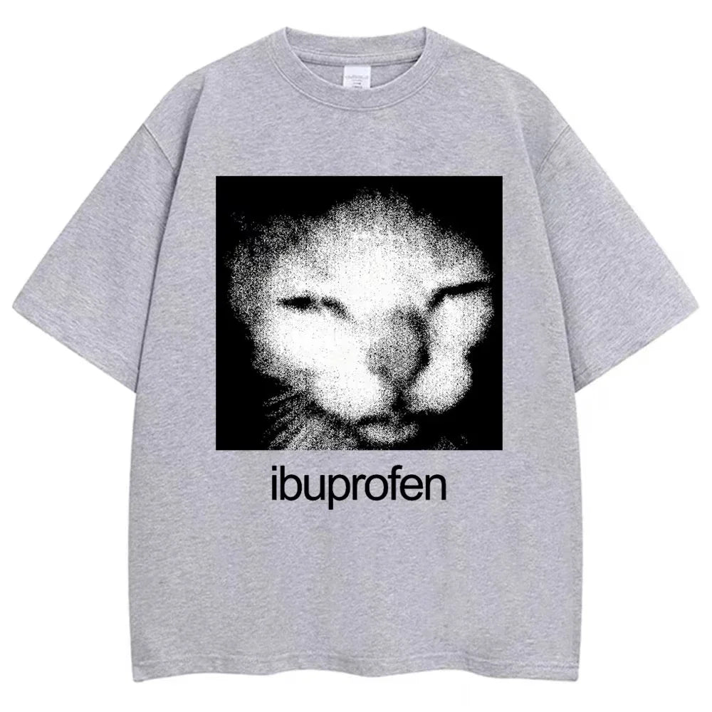Unisex Vintage Cat Meme Graphic T Shirt Oversized Casual Streetwear Y2K Tee