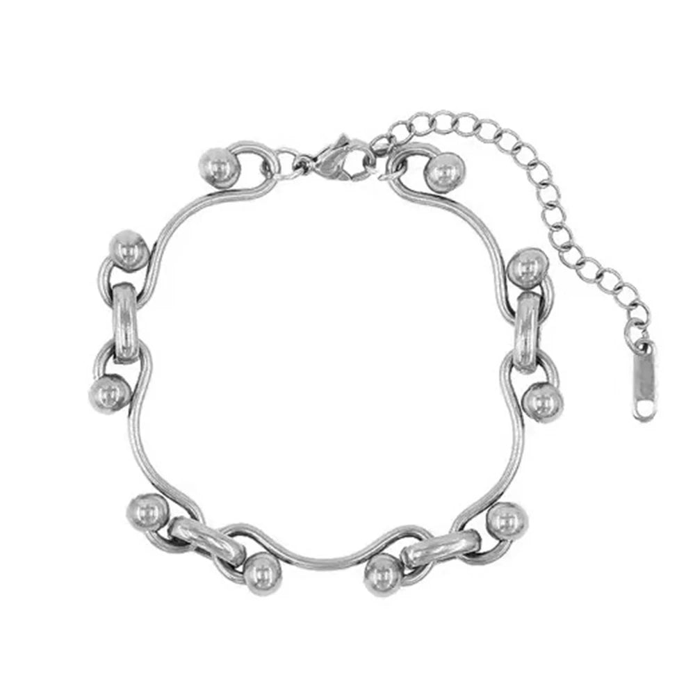 Unisex Stainless Steel Wave Ball Chain Necklace Punk Grunge Fashion Jewelry