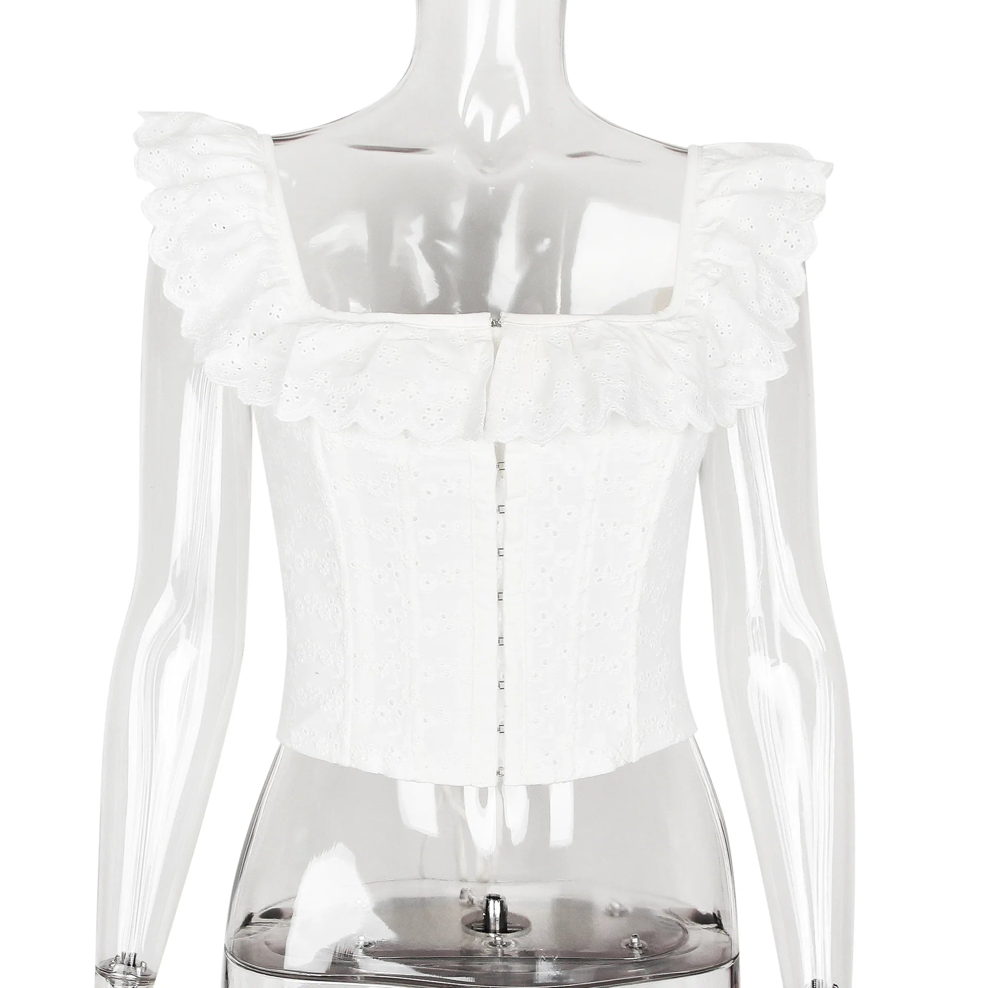 Haut court corset blanc pour femme à lacets, débardeur d'été