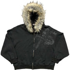 Sweat à capuche zippé Y2K Harajuku avec col en fausse fourrure