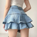Vintage Ruffle Slim FitJean Denim Shorts High Waist Skirt