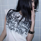 T-shirt imprimé lettres Y2K japonais Style Harajuku Grunge Goth vintage