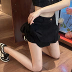 Vintage Ruffle Slim FitJean Denim Shorts High Waist Skirt