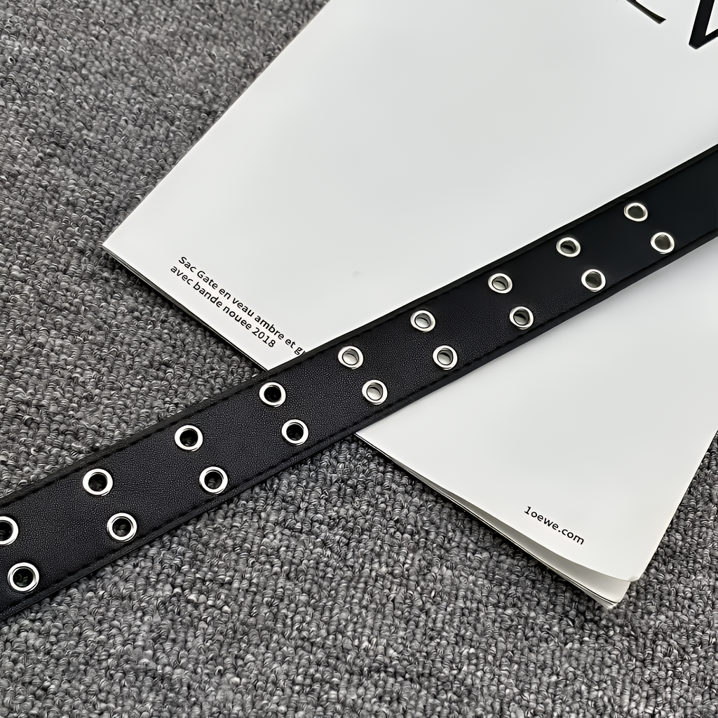 Ceinture unisexe en cuir PU de style punk Y2K noire grande taille