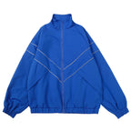 Reflective Striped Jacket Windbreaker Coat 2024 Men Hip Hop Streetwear Zipper Up Jacket Harajuku Thin Coats SportS