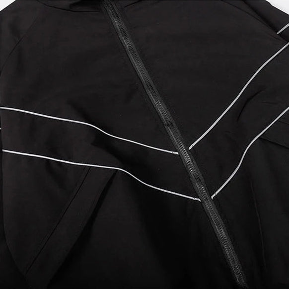 Reflective Striped Jacket Windbreaker Coat 2024 Men Hip Hop Streetwear Zipper Up Jacket Harajuku Thin Coats SportS
