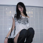 T-shirt imprimé lettres Y2K japonais Style Harajuku Grunge Goth vintage