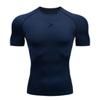 Hommes T-shirt de compression à manches courtes T-shirt de sport Gym Fitness Sportifs Homme Jogging Survêtement Homme Maillot athlétique Hauts