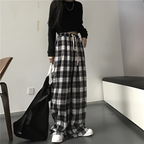 Pantalon unisexe à carreaux coupe ample streetwear décontracté