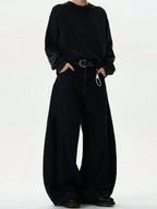 High Streets Spring Summer Men's Jeans American Baggy Wide Leg Curved Knife Denim Pants Loose Solid Color Male Trendy Trousers