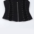 Gothic Zip Up Sleeveless Vest Harajuku Punk Style Top