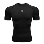 Hommes T-shirt de compression à manches courtes T-shirt de sport Gym Fitness Sportifs Homme Jogging Survêtement Homme Maillot athlétique Hauts